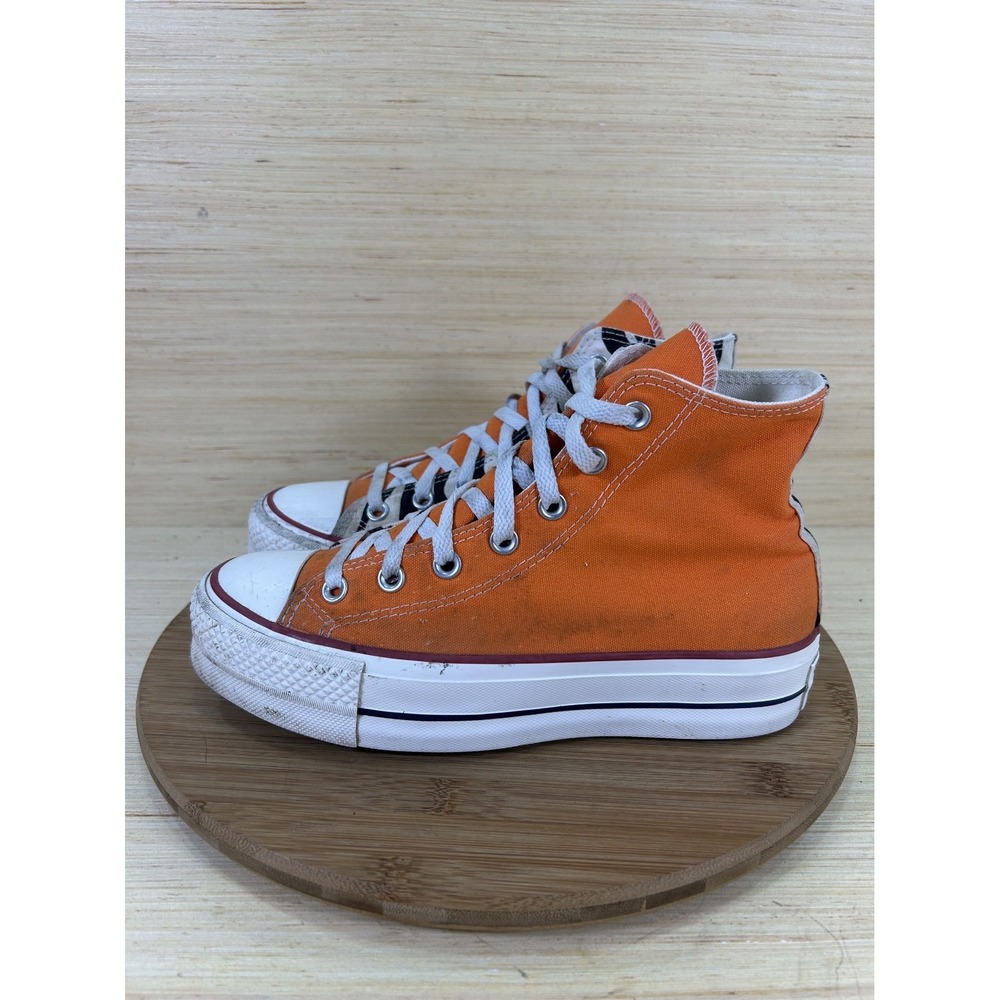 Converse Chuck Taylor All Star High Top Zebra Orange Platform Shoes Womens 7.5